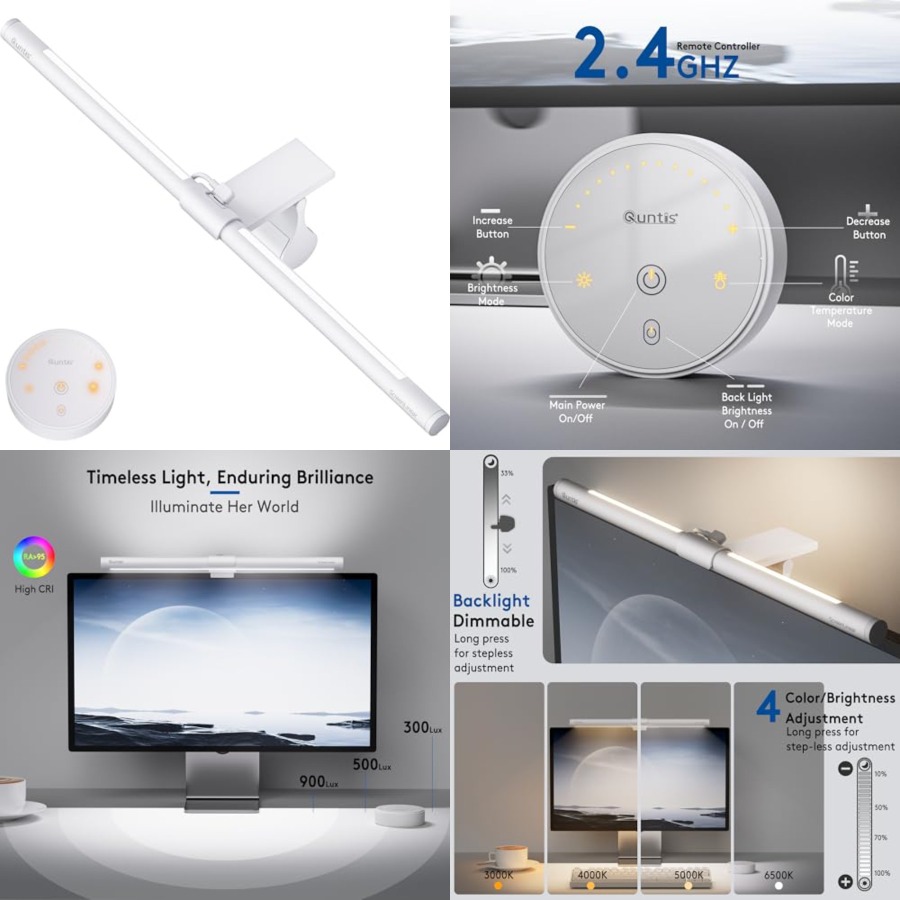 Desk Setup For Office - Barre lumineuse pour moniteur avec télécommande,