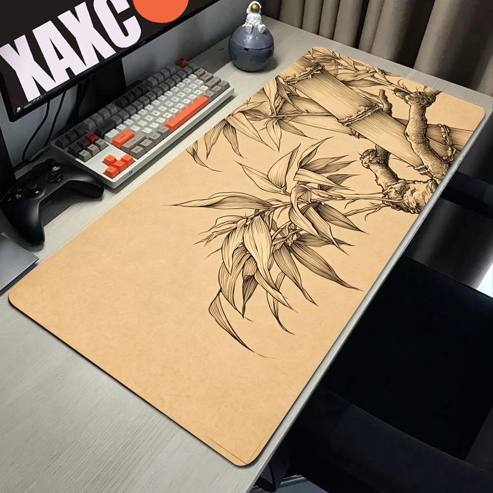 Desk Setup Beige - Tapis de Souris HYBXAXC en Bambou