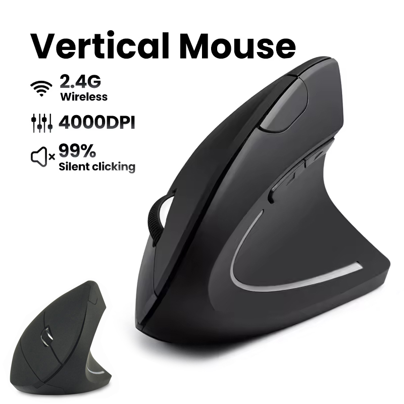 Ergonomic Desk Setup Keyboard - Souris sans fil ergonomique 1600 DPI,