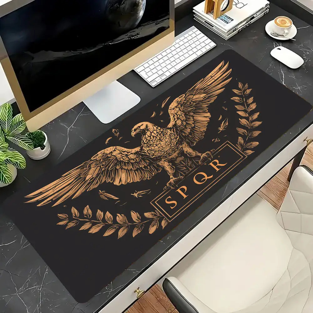Desk Setup Brown - Tapis de bureau marron doré et